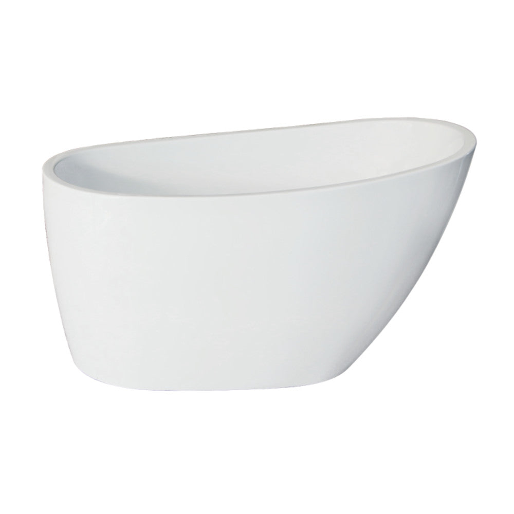 Kingston Brass VTRS482627 48" Acrylic Oval Single Slipper Freestanding Tub with Drain, Glossy White