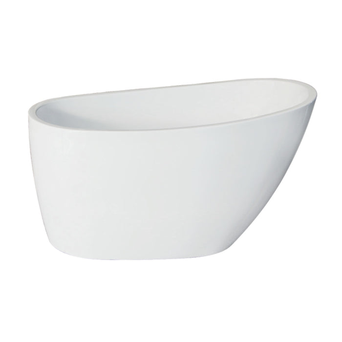 Kingston Brass VTRS482627 48" Acrylic Oval Single Slipper Freestanding Tub with Drain, Glossy White