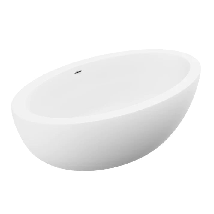 ANZZI Lusso 6.3 ft. Solid Surface Center Drain Freestanding Bathtub in Matte White - Bathroom Design Center