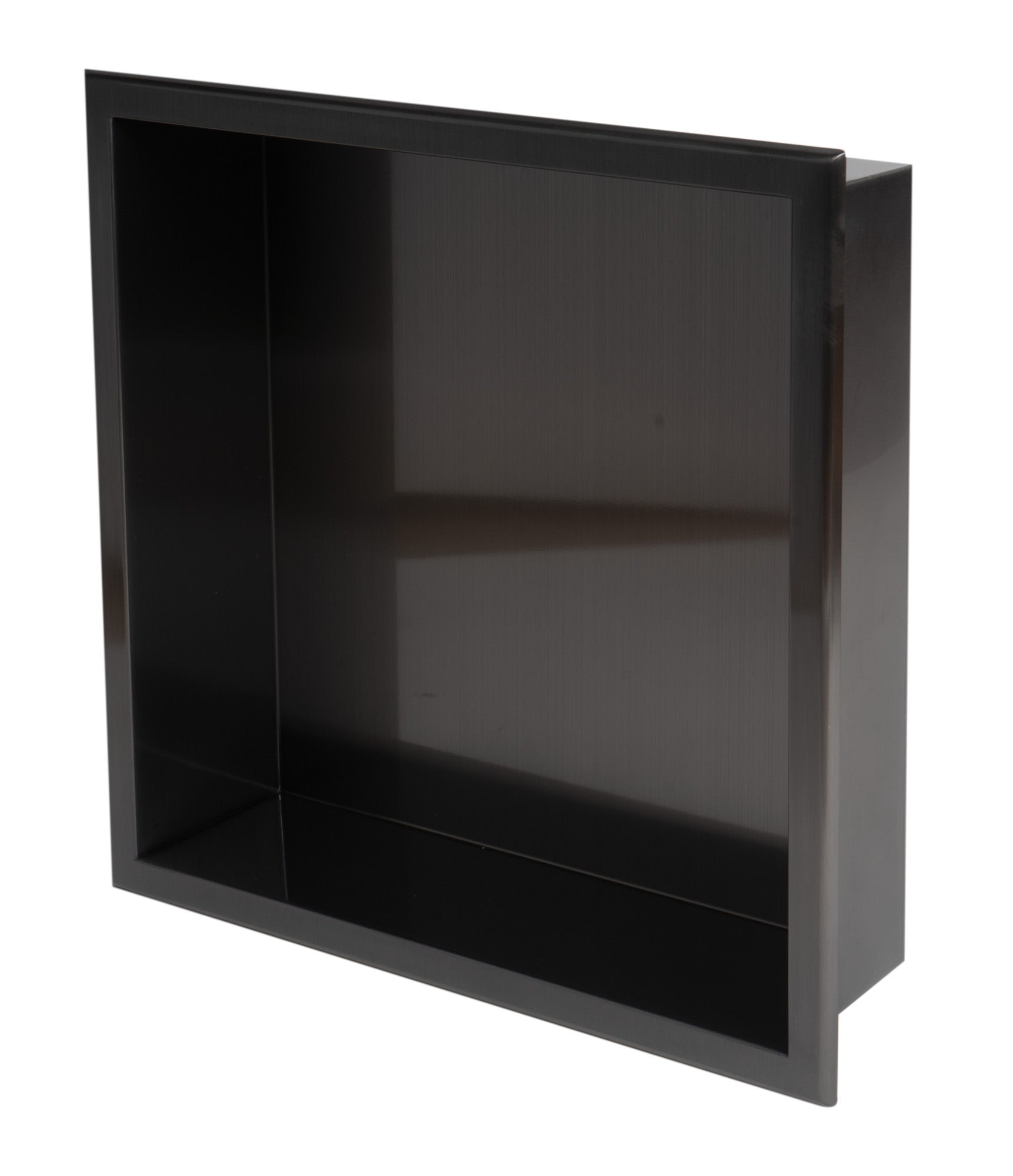 ALFI ABNP1616-BB 16" x 16" Brushed Black PVD Steel Square Single Shelf Shower Niche