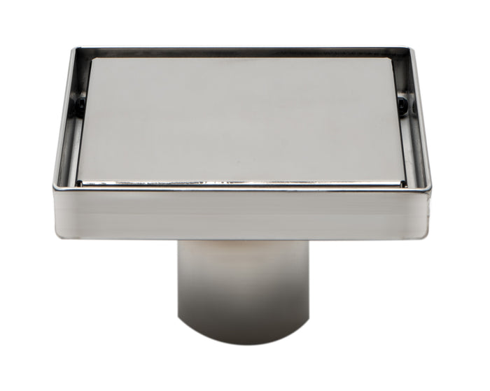 ALFI ABSD55B-BSS 5" x 5" Modern Square Polished Stainless Steel Shower Drain with Solid Cover