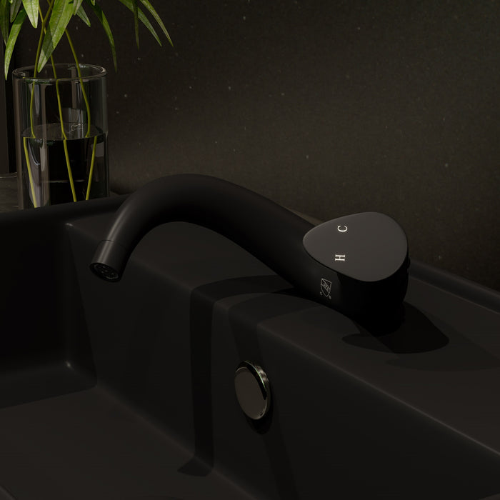 ALFI AB1572-BM Black Matte Wave Single Lever Bathroom Faucet