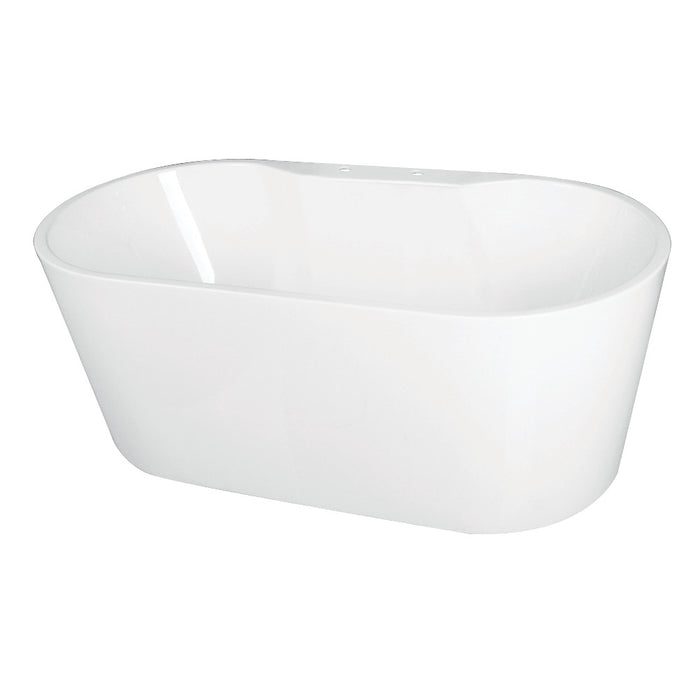 Kingston Brass VT7DE633023 63" Acrylic Oval Double Ended Freestanding Tub with Drain, Glossy White
