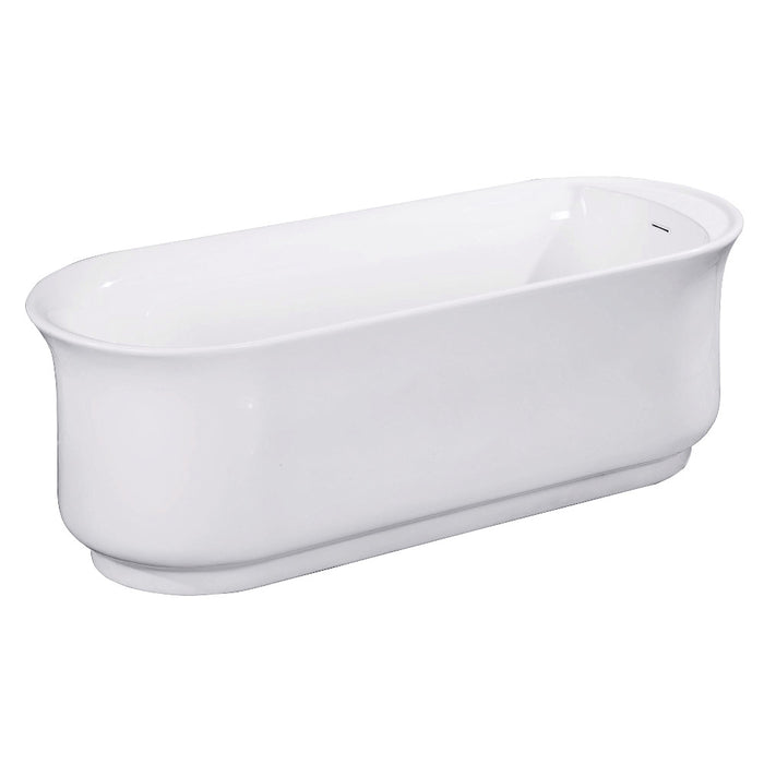 Kingston Brass VTDR662723 66" Acrylic Oval Double Ended Freestanding Tub with Drain and Anti-Skid Surface, Glossy White