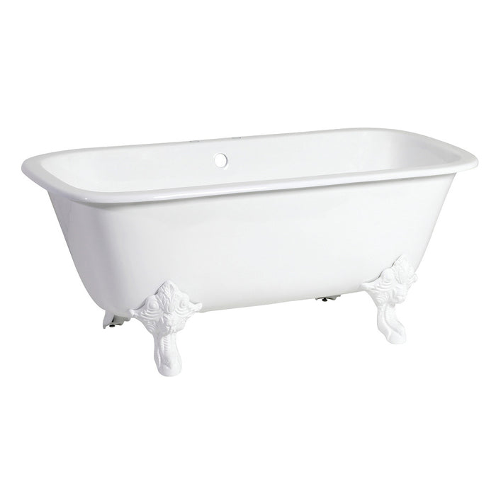 Aqua Eden VCTQ7D6732NLW 67" Cast Iron Rectangular Double Ended Clawfoot Tub (7" Faucet Drillings), White