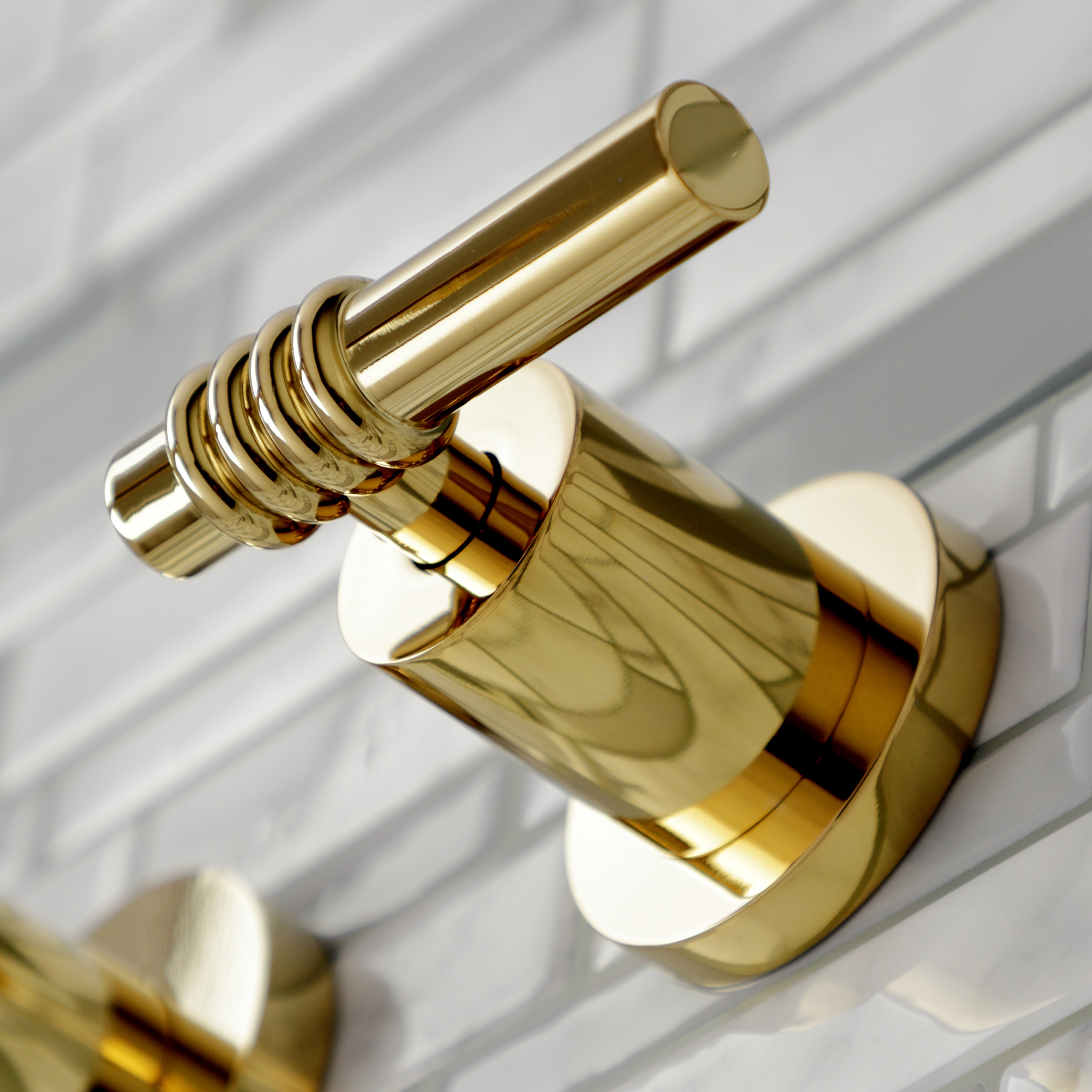 Kingston Brass KS8022ML Milano Two-Handle Wall Mount Roman Tub Faucet, Polished Brass
