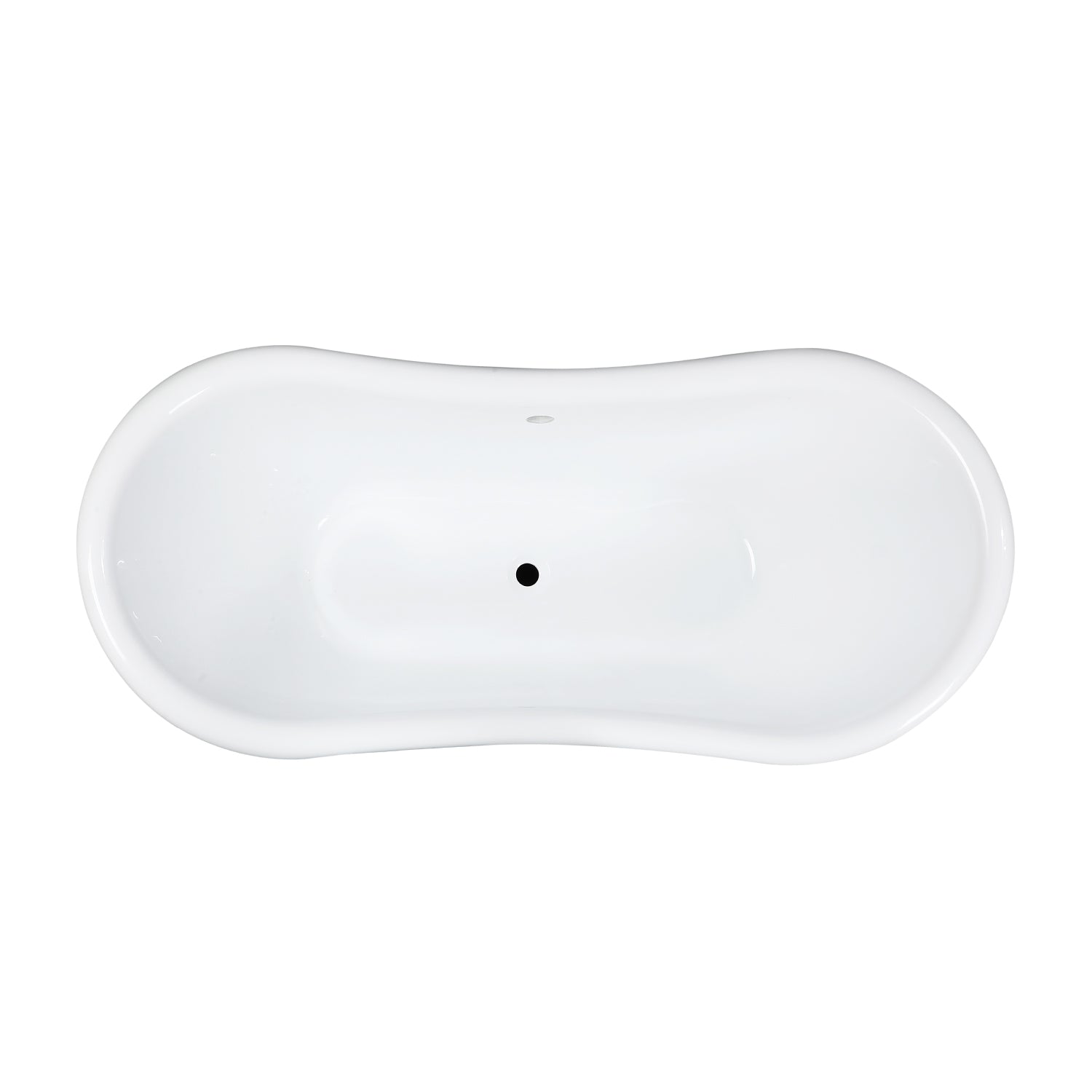 Kingston Brass VTPDS602827 60" Acrylic Oval Double Slipper Pedestal Tub (No Faucet Drillings), Glossy White