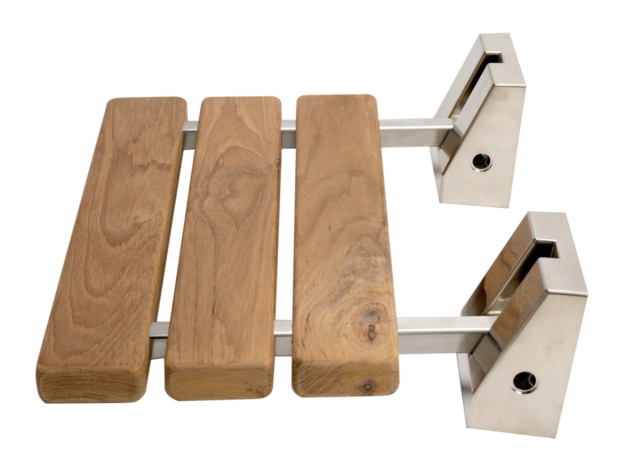 ALFI ABS16S-BN Brushed Nickel 16" Folding Teak Wood Shower Seat Bench