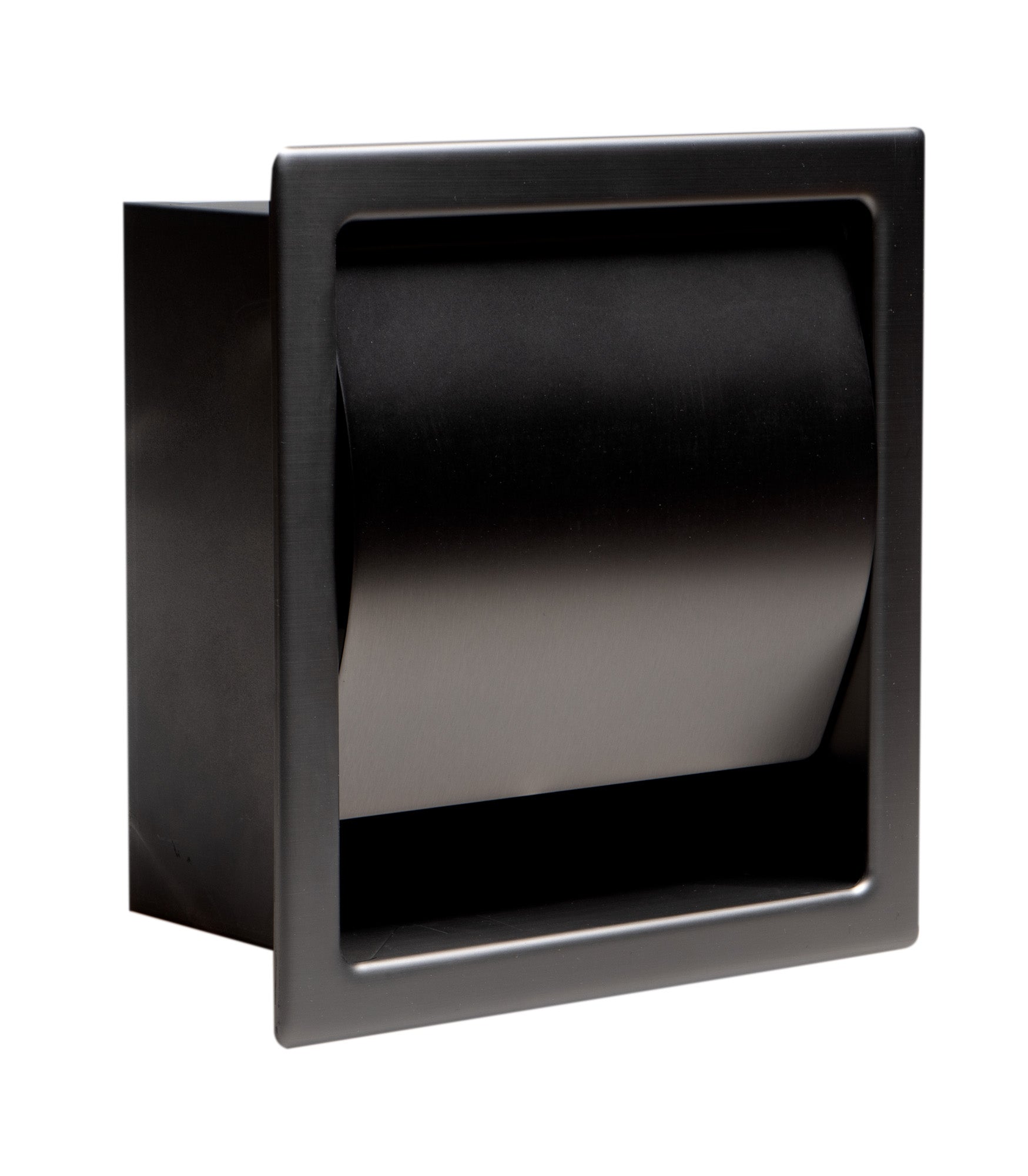 ALFI ABTPP77-BB PVD Brushed Black Stainless Steel Recessed Toilet Paper Holder with Cover