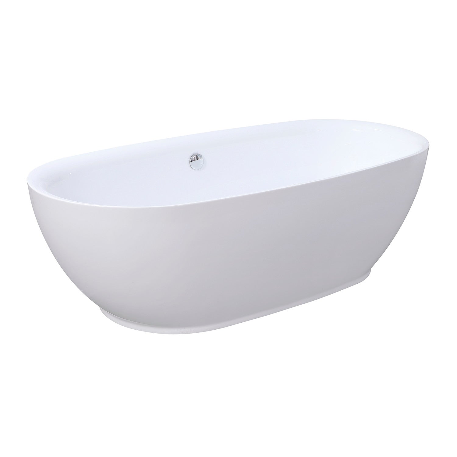 Kingston Brass VTDE713321 71" Acrylic Oval Double Ended Freestanding Tub with Drain, Glossy White