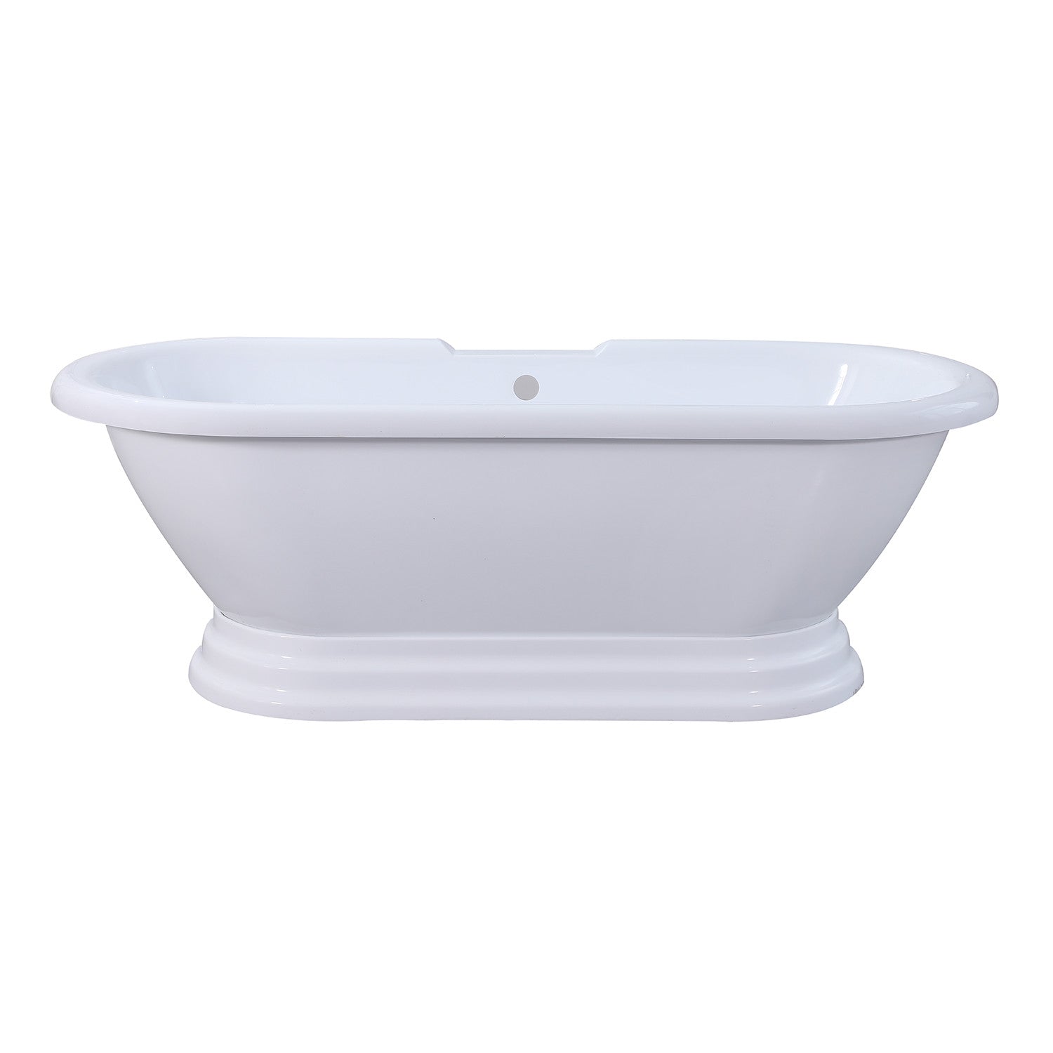 Aqua Eden VTPE672824PBA 67" Acrylic Oval Double Ended Pedestal Tub (No Faucet Drillings), Glossy White