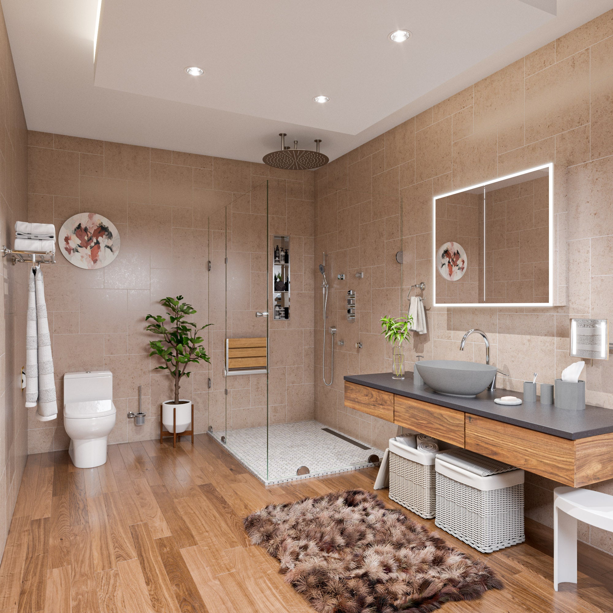 ALFI AB4001-PC Polished Chrome Concealed 3-Way Thermostatic Valve Shower Mixer Round Knobs