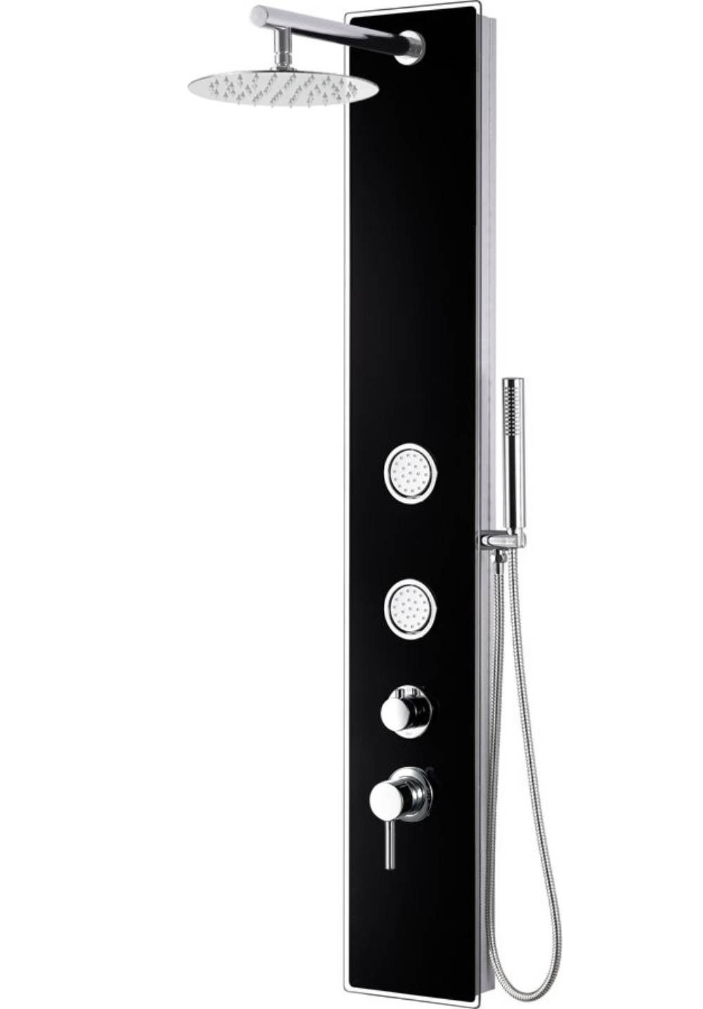 ALFI ABSP55B Black Glass Shower Panel with 2 Body Sprays and Rain Shower Head