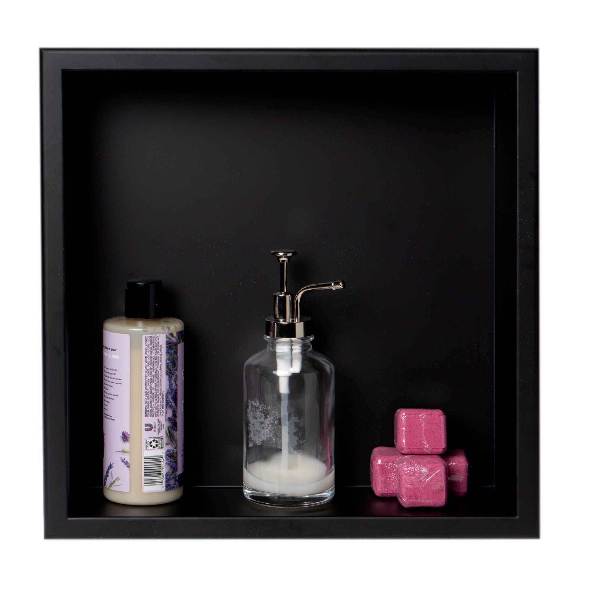 ALFI ABNC1616-BLA 16" x 16" Black Matte Stainless Steel Square Single Shelf Bath Shower Niche