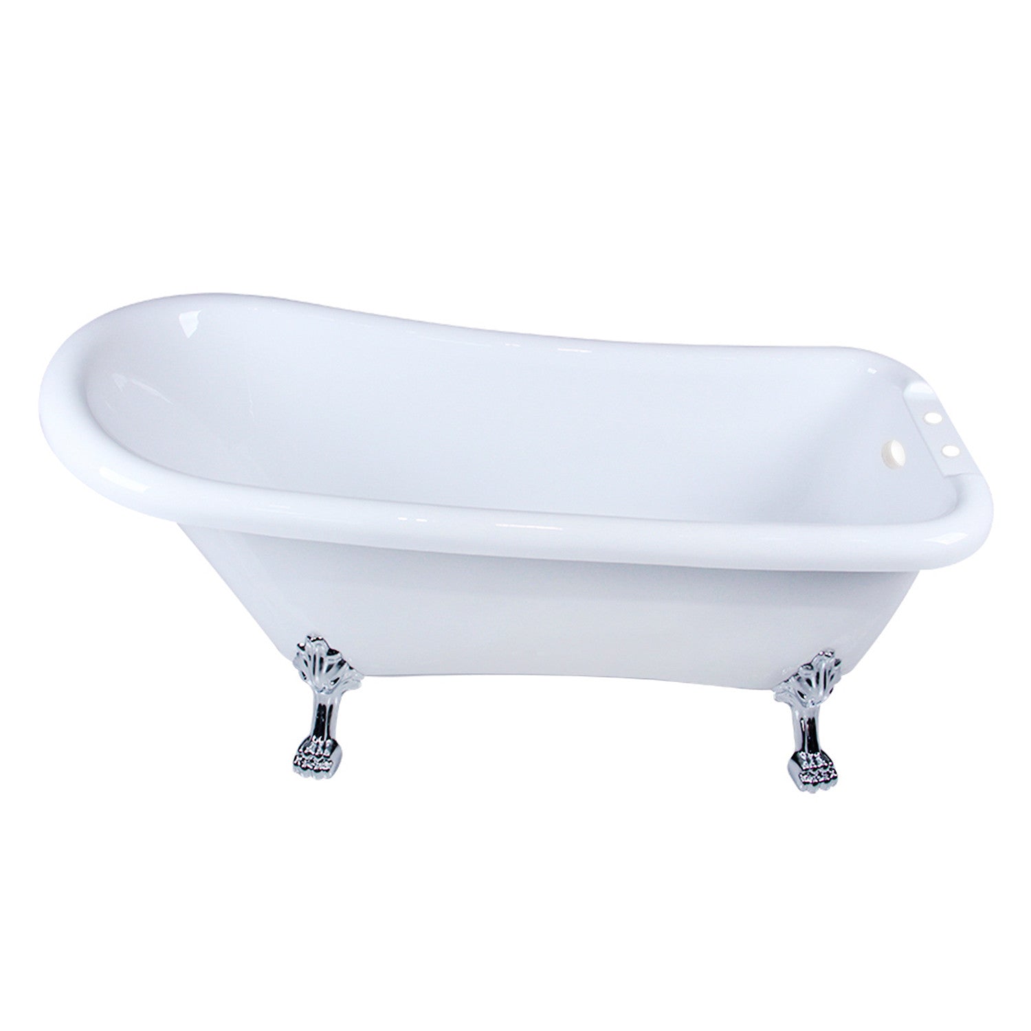 Aqua Eden VT7DE672826WAC1 67" Acrylic Classic Flat-Rim Single Slipper Clawfoot Tub (7" Faucet Drillings), Glossy White/Polished Chrome