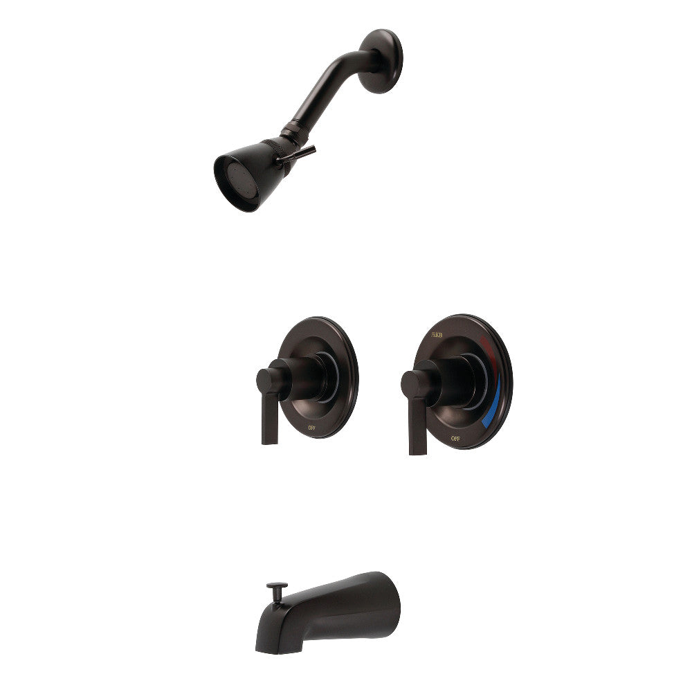 Kingston Brass KB665NDL NuvoFusion Double-Handle Pressure Balanced Tub and Shower Faucet, Oil Rubbed Bronze