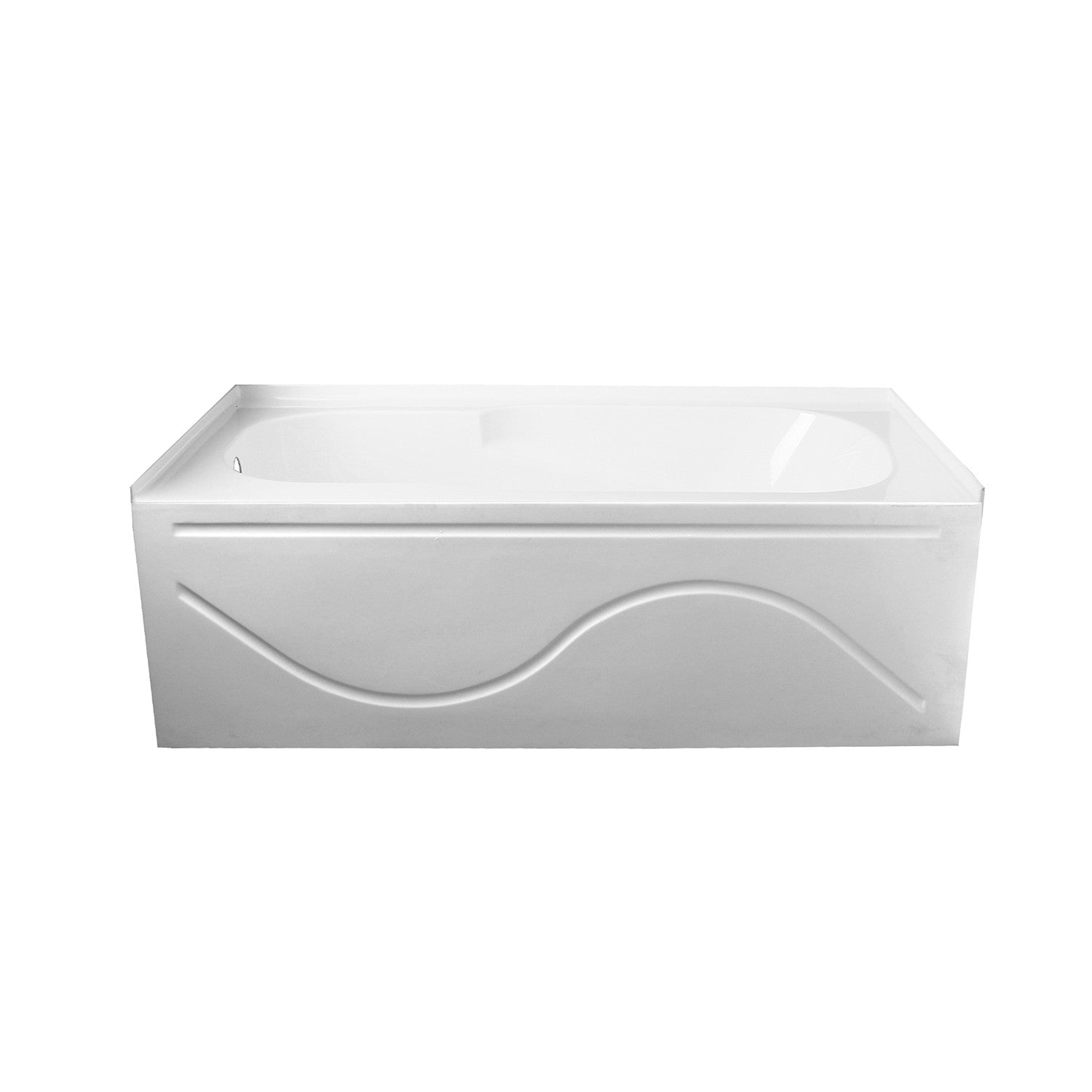 Aqua Eden VTAP603216L 60" Acrylic Rectangular 3-Wall Alcove Tub with Anti Skid and Left Hand Drain Hole, Glossy White