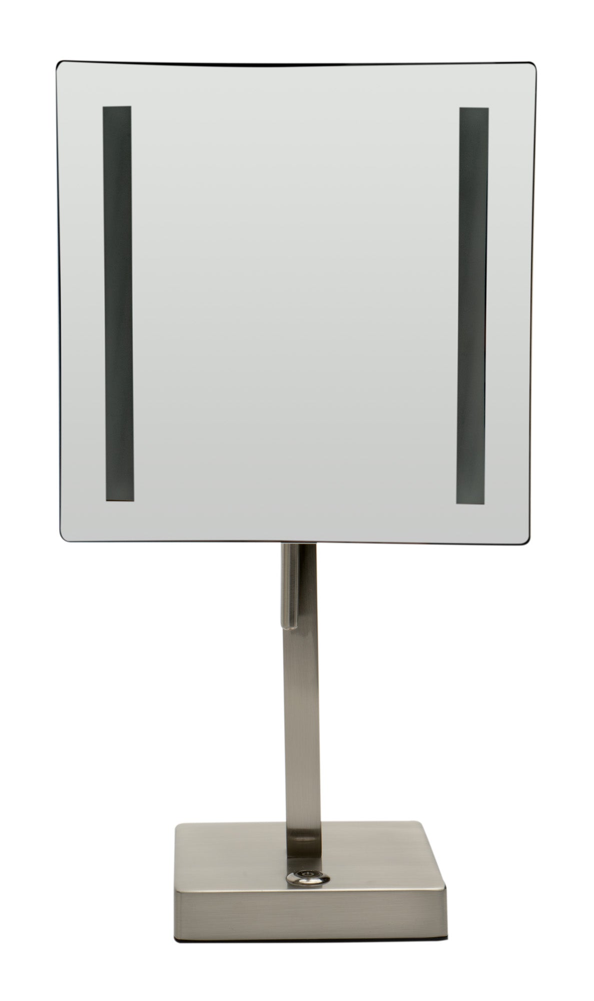 ALFI ABM8FLED-BN Brushed Nickel Tabletop Square 8" 5x Magnifying Cosmetic Mirror with Light