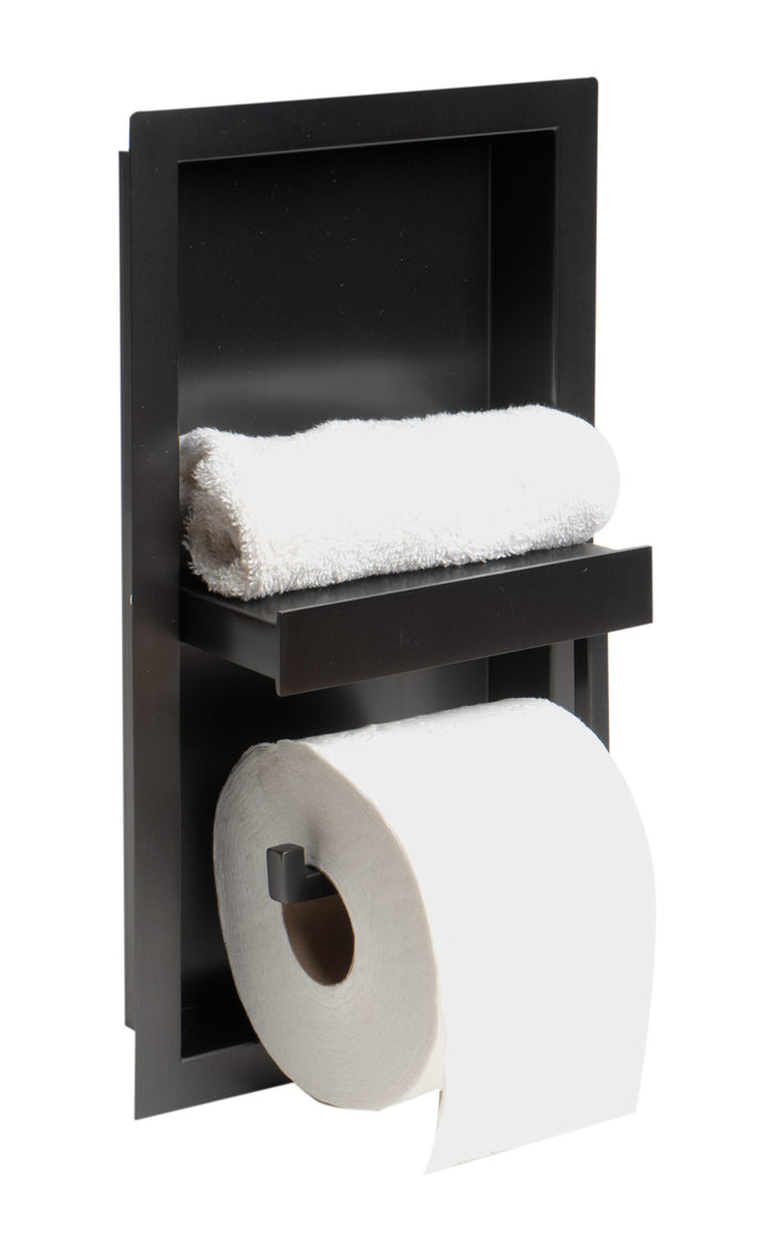 ALFI ABTPNP88-BB Brushed Black PVD Stainless Steel Recessed Toilet Paper Holder Niche