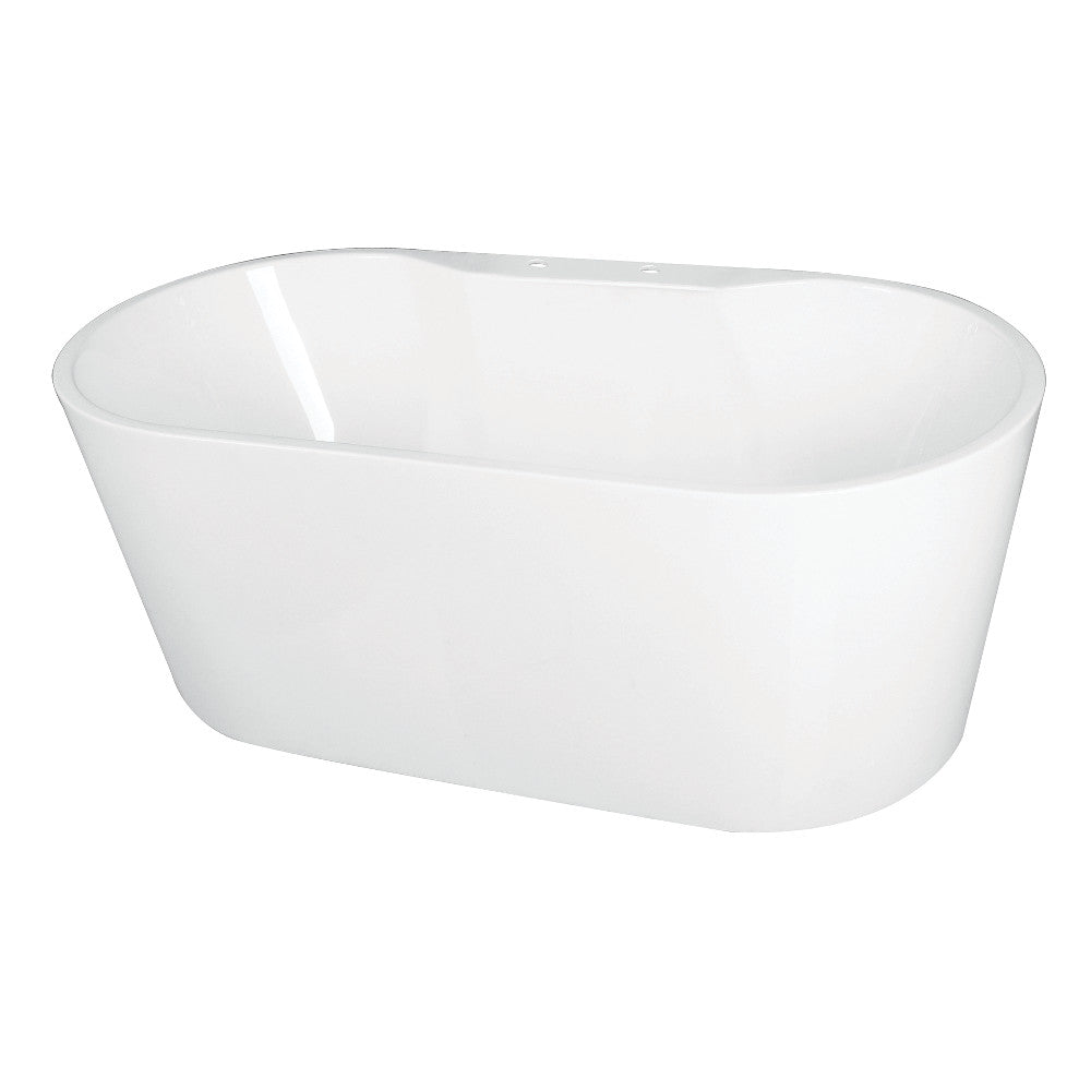 Kingston Brass VT7DE552823 55" Acrylic Oval Double Ended Freestanding Tub with Drain, Glossy White