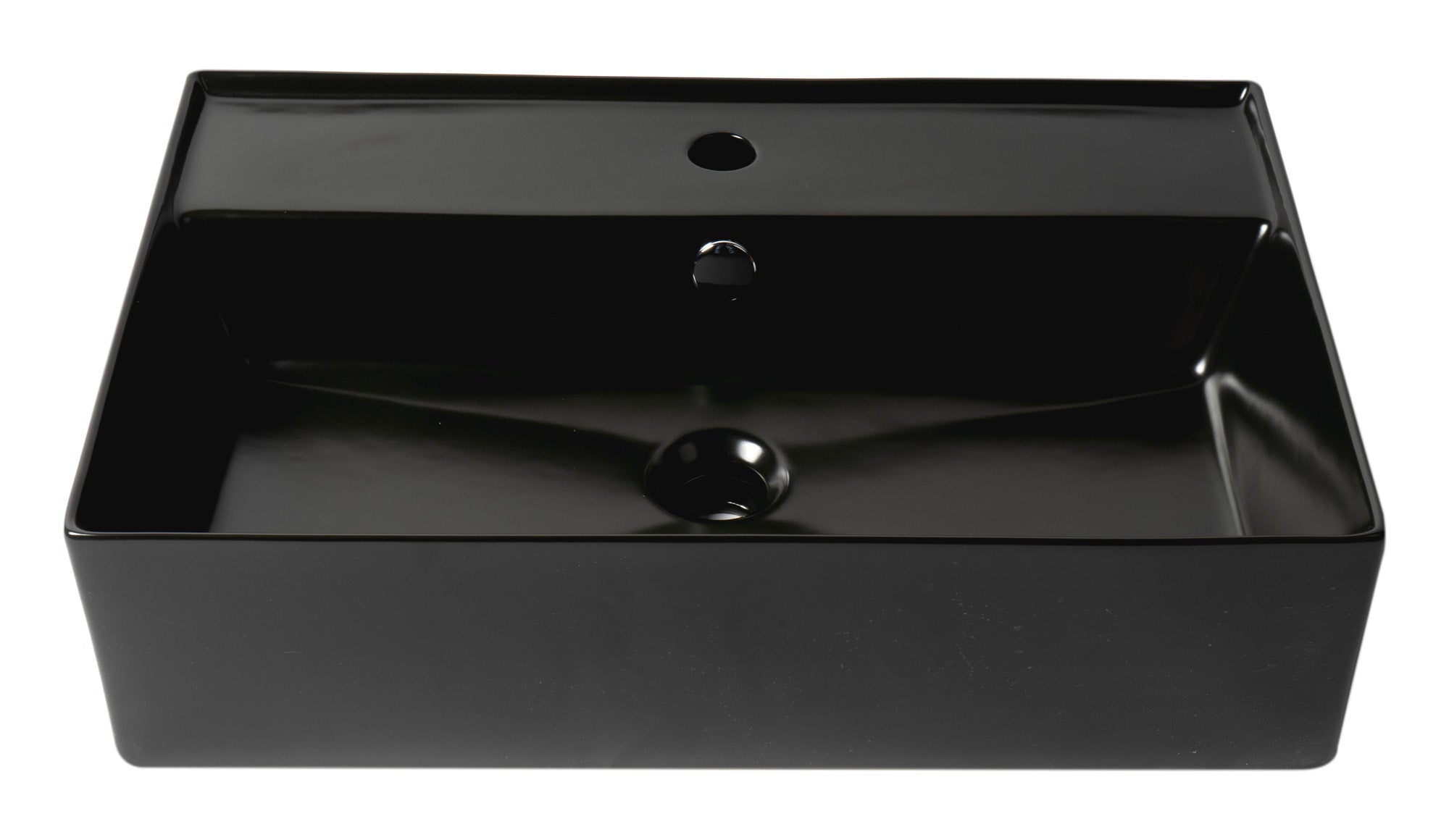 ALFI ABC901-BM Black Matte 24" Modern Rectangular Above Mount Ceramic Sink with Faucet Hole