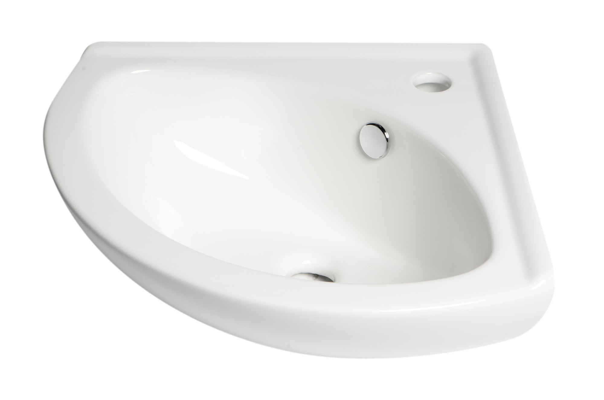 ALFI ABC120 White 22" Corner Wall Mounted Ceramic Sink with Faucet Hole