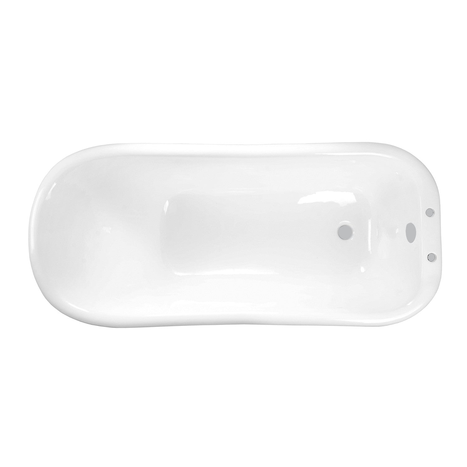 Aqua Eden VCT7D663028 66" Cast Iron D-Shaped Single Slipper Pedestal Tub (7" Faucet Drillings), White