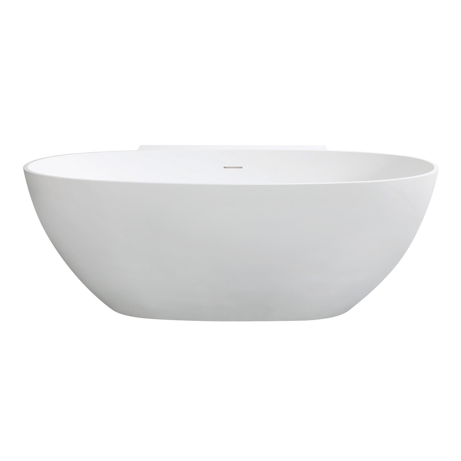 Kingston Brass VRTRS633522 63" Solid Surface Oval Double Ended Freestanding Tub with Drain, Matte White