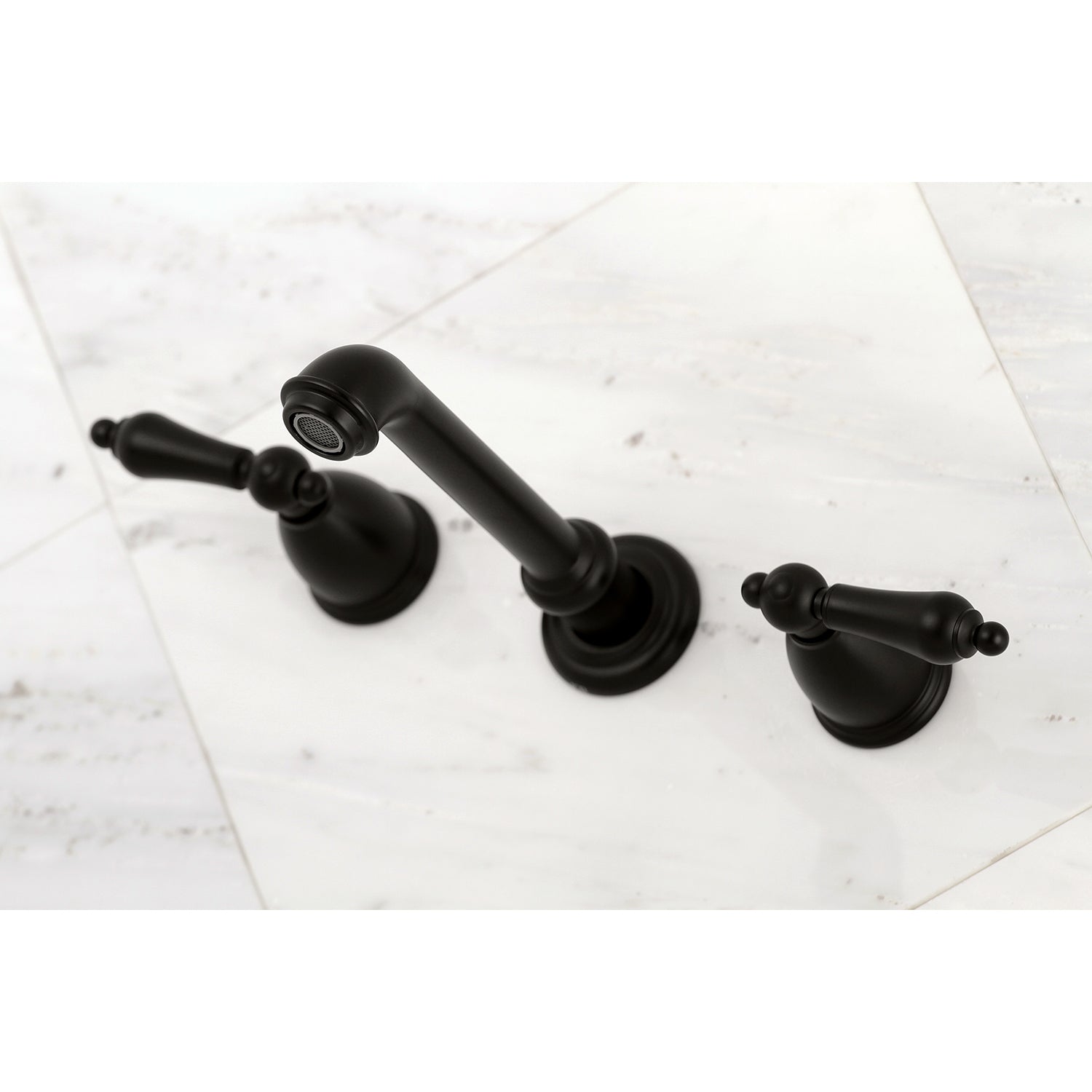 Kingston Brass KS7020AL English Country Two-Handle Wall Mount Roman Tub Faucet, Matte Black