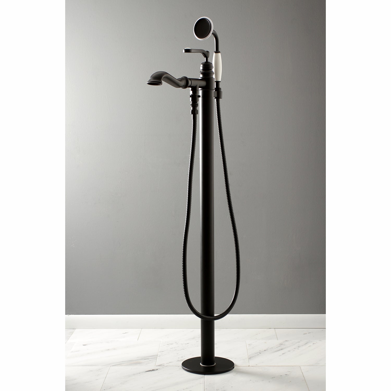 Kingston Brass KS7010RL Royale Freestanding Tub Faucet with Hand Shower, Matte Black