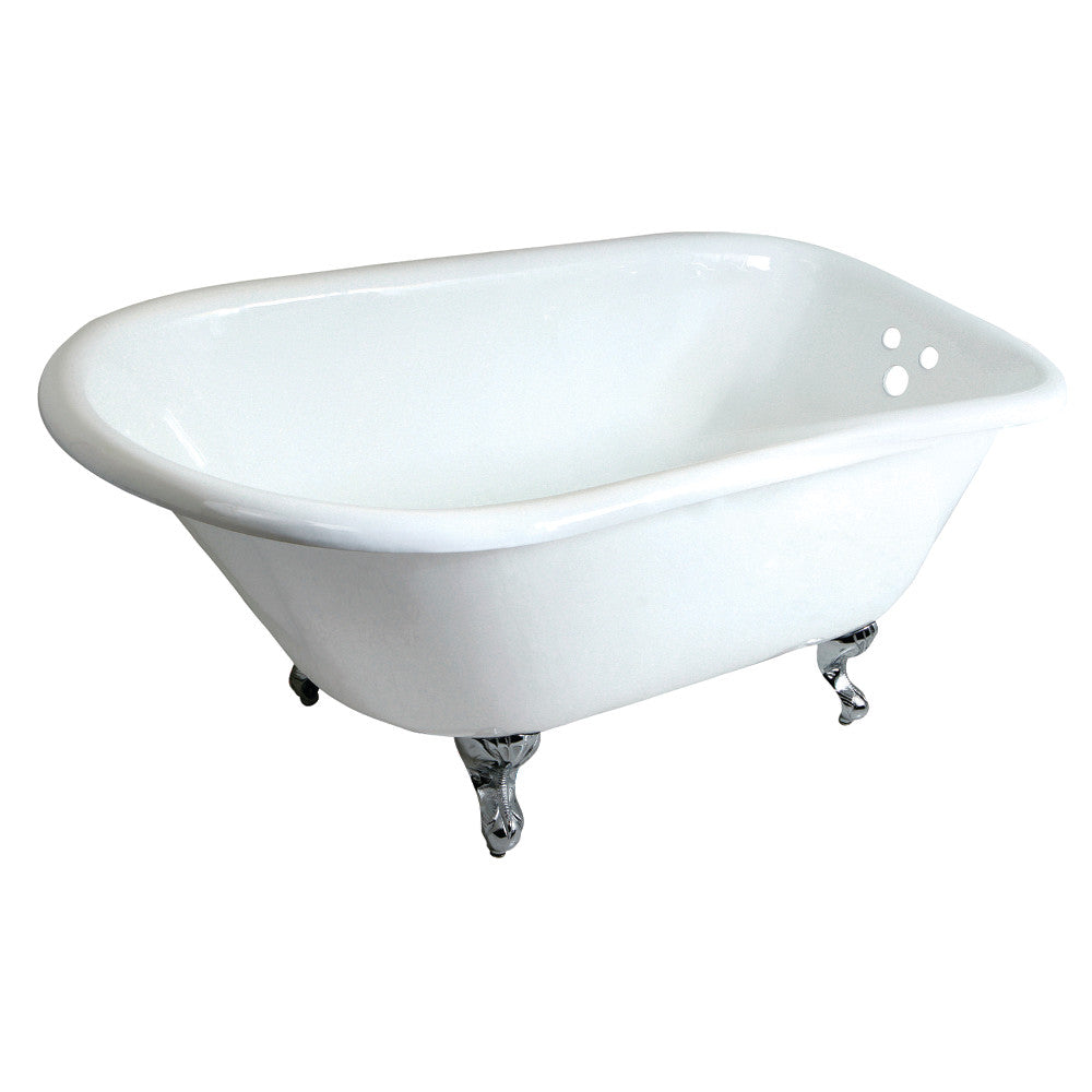 Aqua Eden VCT3D483018NT1 48" Cast Iron Classic Flat-Rim Roll Top Clawfoot Tub (3-3/8" Wall Drillings), White/Polished Chrome