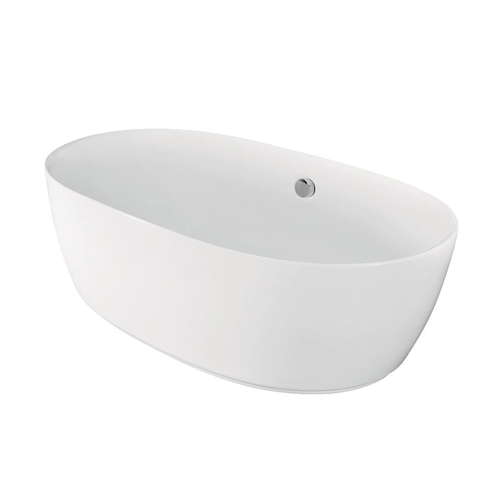 Kingston Brass VTDE713321 71" Acrylic Oval Double Ended Freestanding Tub with Drain, Glossy White