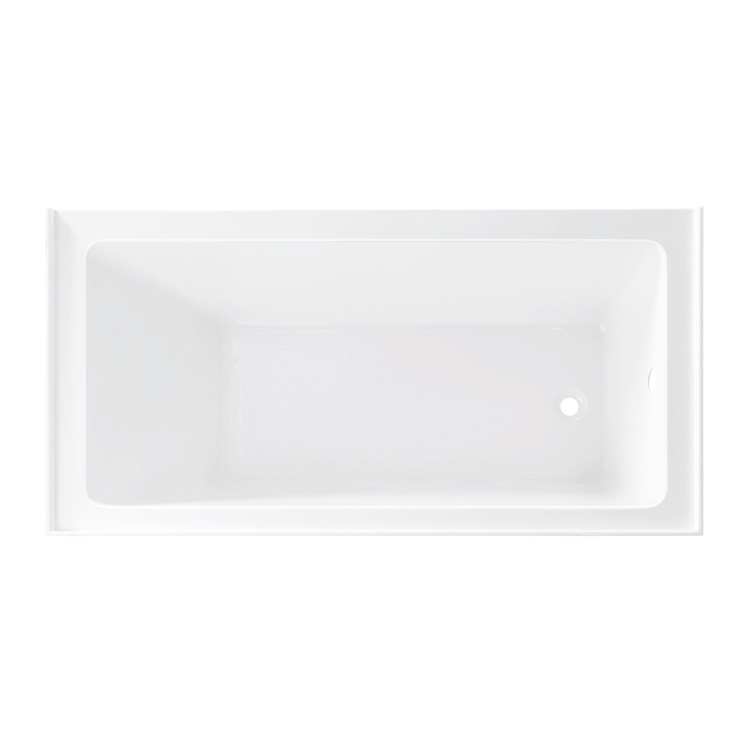 Aqua Eden VTAP6031R22T 60" Acrylic Rectangular 3-Wall Alcove Tub with Anti-Skid Surface, Right Hand Drain Hole, Glossy White