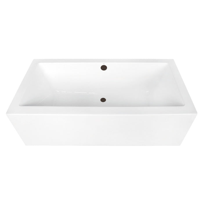 Kingston Brass VTDE673321M5 67" Acrylic Rectangular Double Ended Freestanding Tub with Overflow/Drain Assembly, Glossy White/Oil Rubbed Bronze