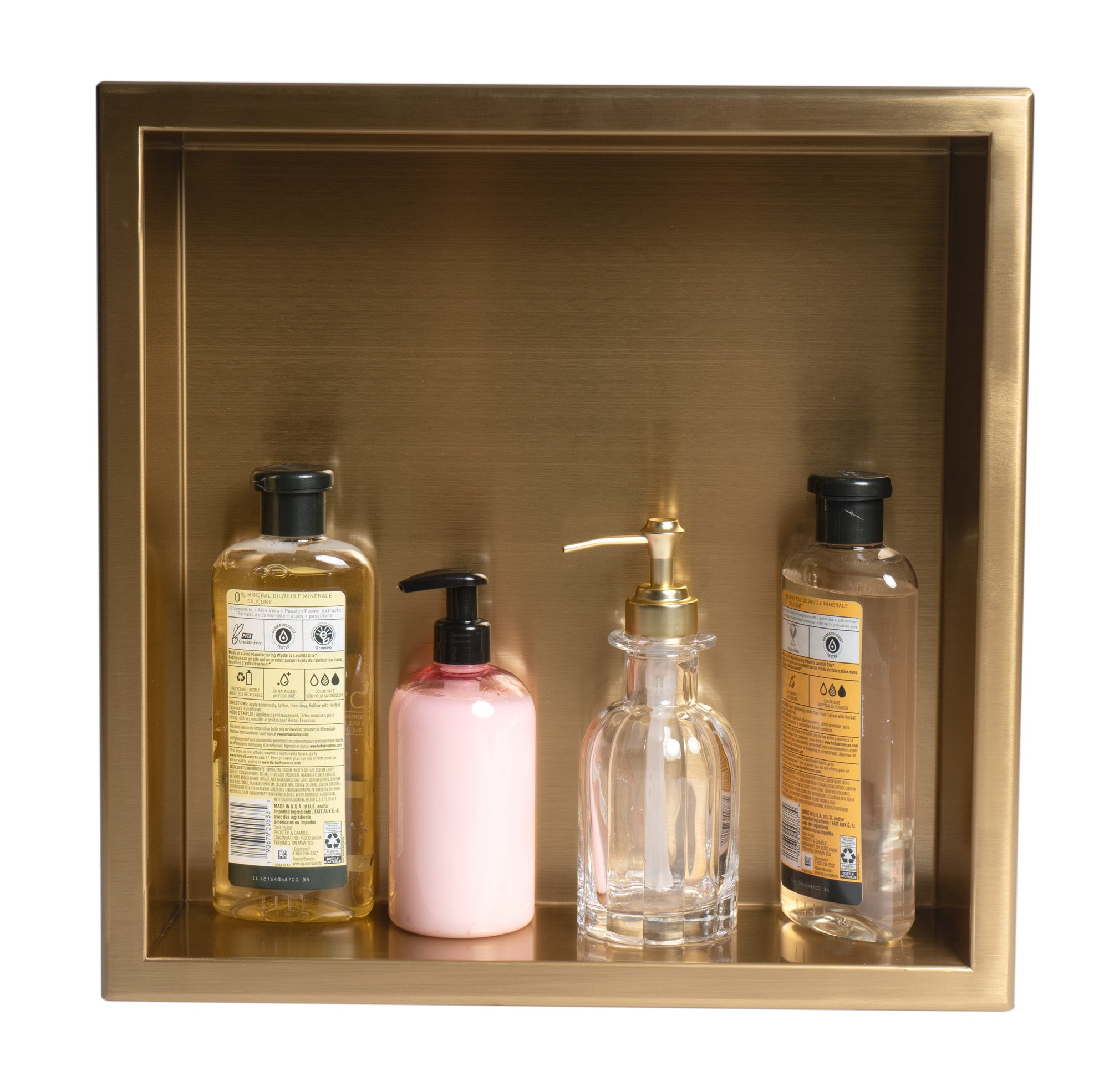 ALFI ABNP1616-BG 16" x 16" Brushed Gold PVD Steel Square Single Shelf Shower Niche
