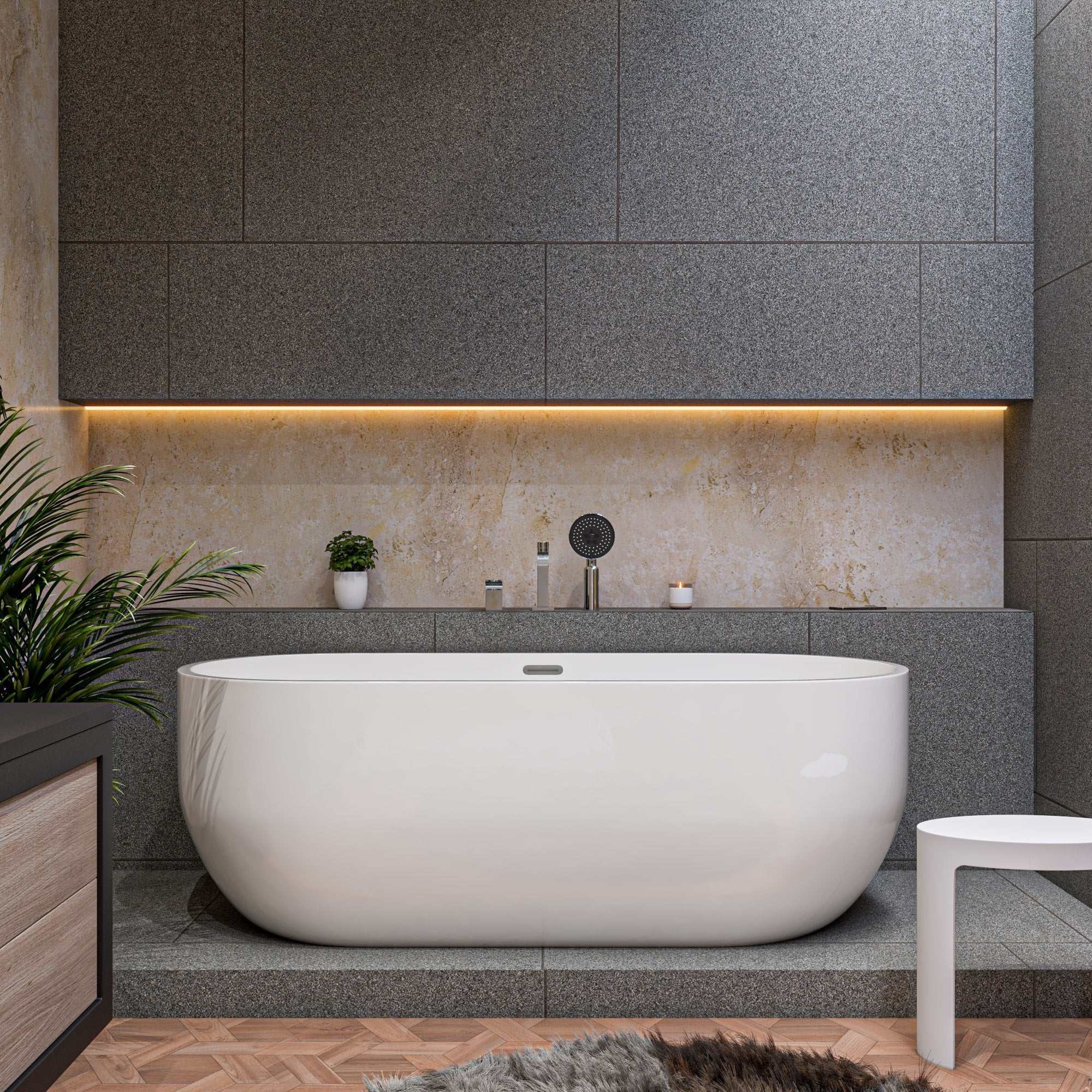 ALFI AB2703-PC Polished Chrome Deck Mounted Tub Filler and Round Hand Held Shower Head