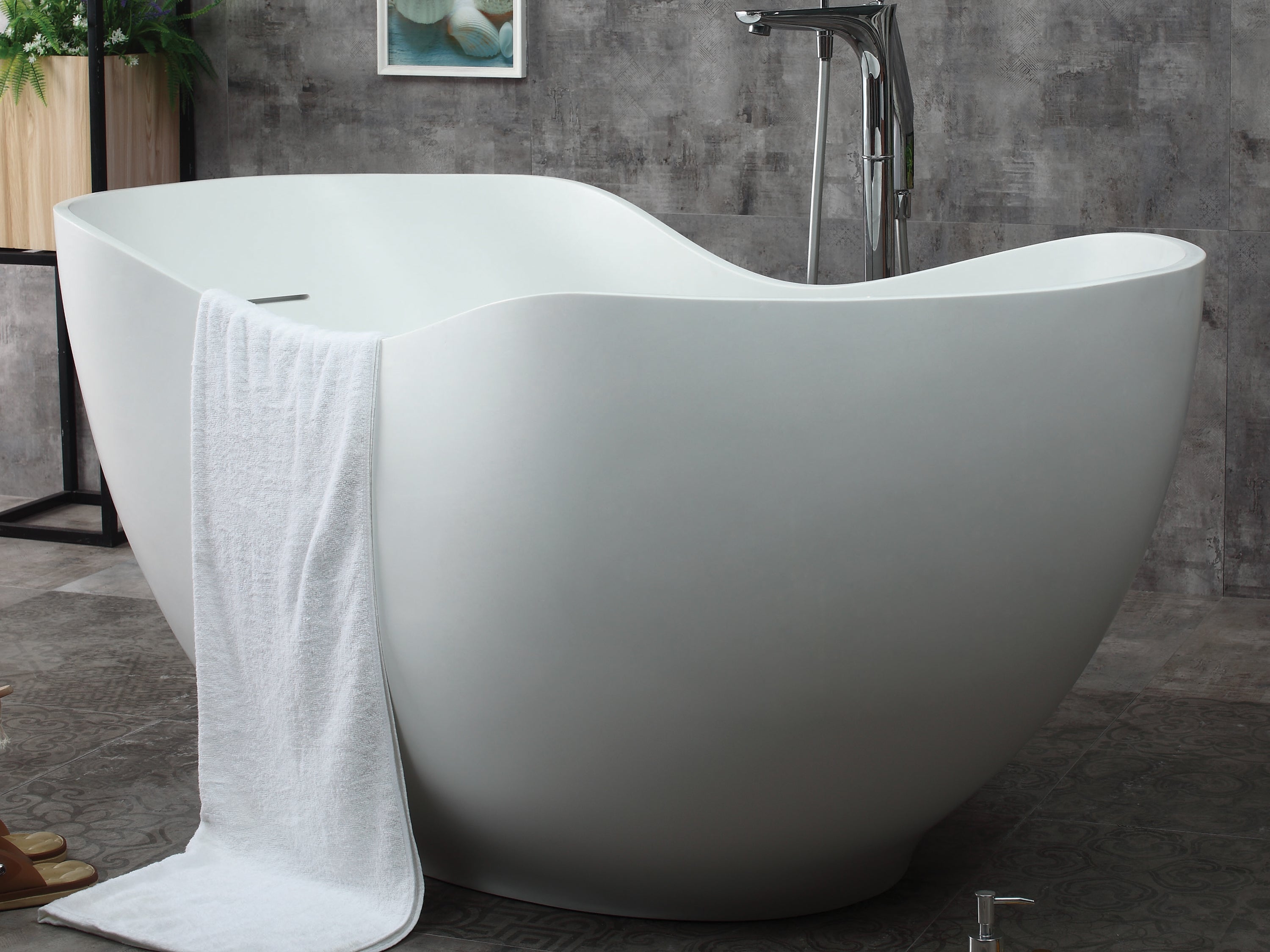 ALFI AB9949 66" White Solid Surface Smooth Resin Soaking Bathtub
