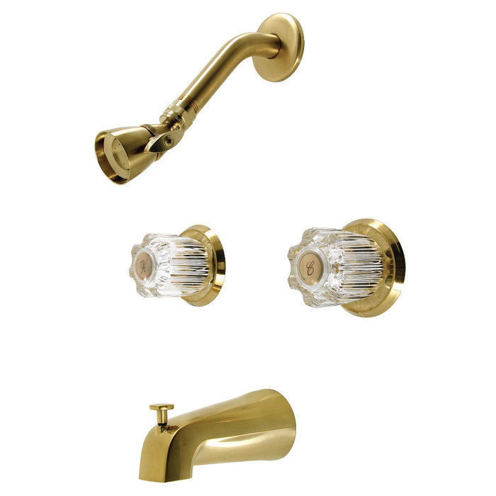 Kingston Brass KB147 Americana Double-Handle Tub and Shower Faucet, Brushed Brass