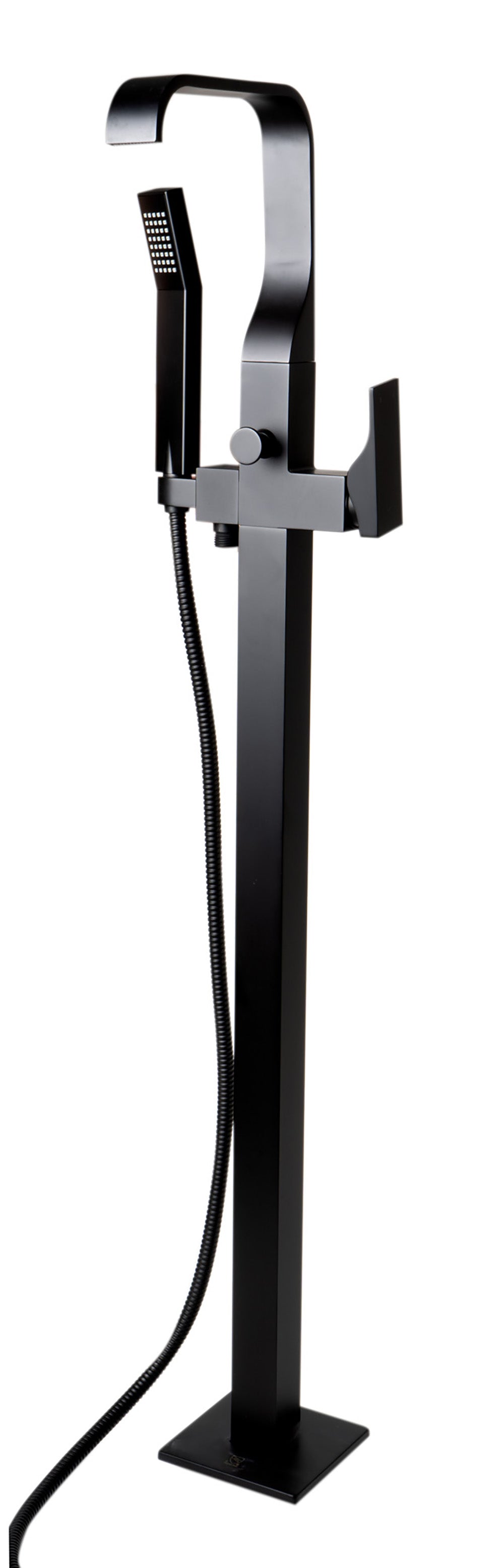ALFI AB2180-BM Black Matte Single Lever Floor Mounted Tub Filler Mixer w Hand Held Shower Head