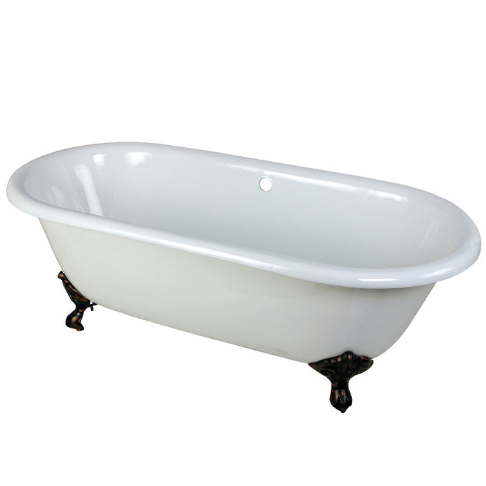 Aqua Eden VCTND663013NB5 66" Cast Iron Oval Double Ended Clawfoot Tub (No Faucet Drillings), White/Oil Rubbed Bronze