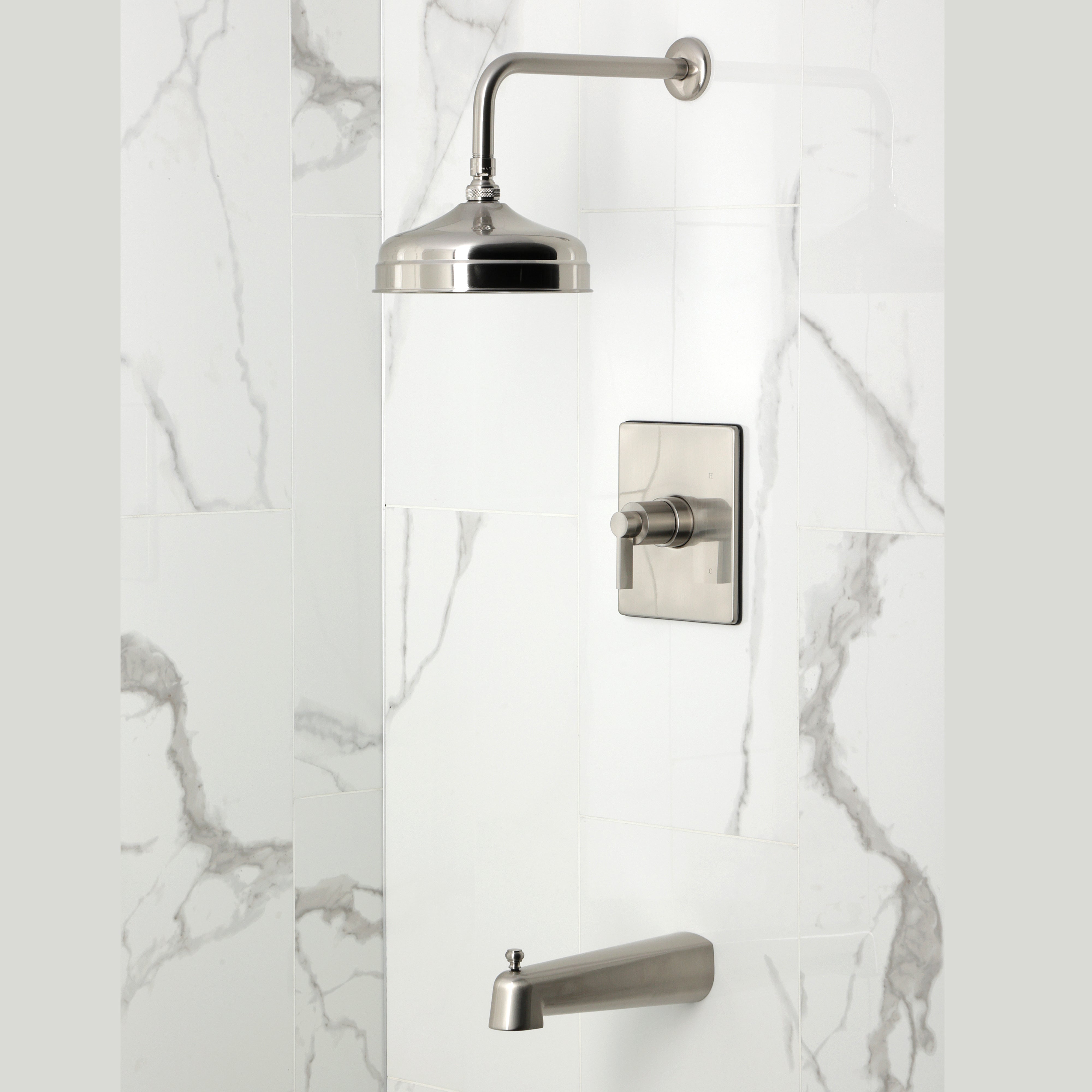 Kingston Brass KB6348NDL NuvoFusion Single-Handle Pressure Balanced Tub and Shower Faucet, Brushed Nickel