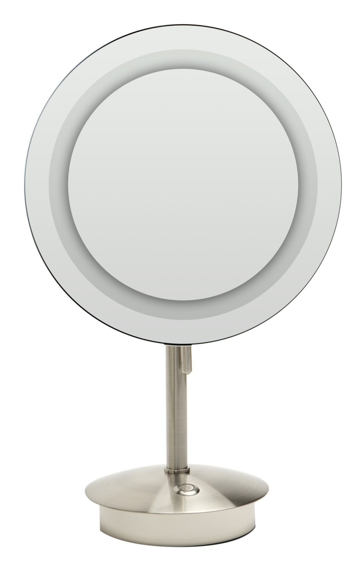 ALFI ABM9FLED-BN Brushed Nickel Tabletop Round 9" 5x Magnifying Cosmetic Mirror with Light