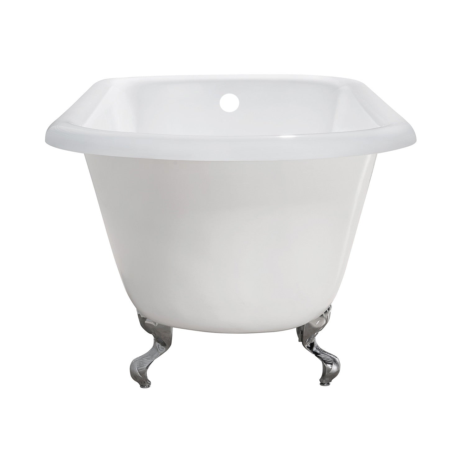 Aqua Eden VCTND543019W1 54" Cast Iron Classic Flat-Rim Roll Top Clawfoot Tub (No Faucet Drillings), White/Polished Chrome
