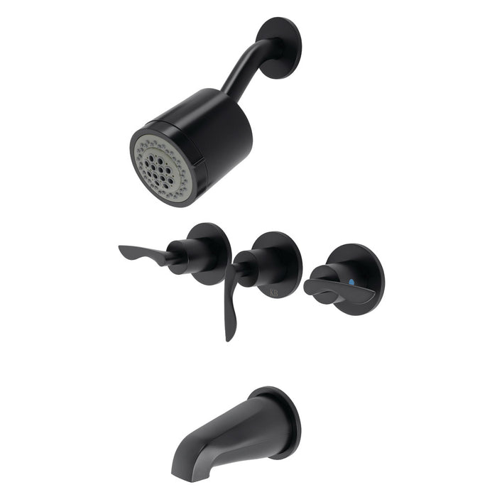 Kingston Brass KBX8130SVL Serena Triple-Handle Tub and Shower Faucet, Matte Black