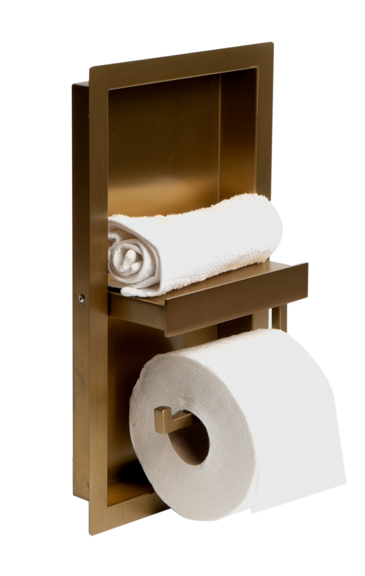 ALFI ABTPNP88-BG Brushed Gold PVD Stainless Steel Recessed Toilet Paper Holder Niche