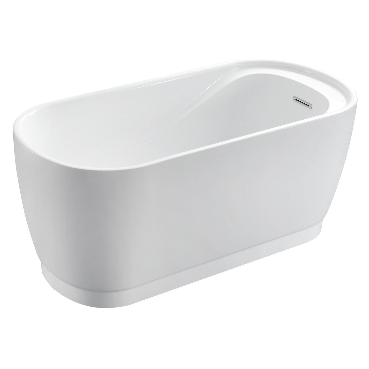 Kingston Brass VTOV512925S 51" Acrylic Oval Double Ended Freestanding Tub with Drain and Integrated Seat, Glossy White