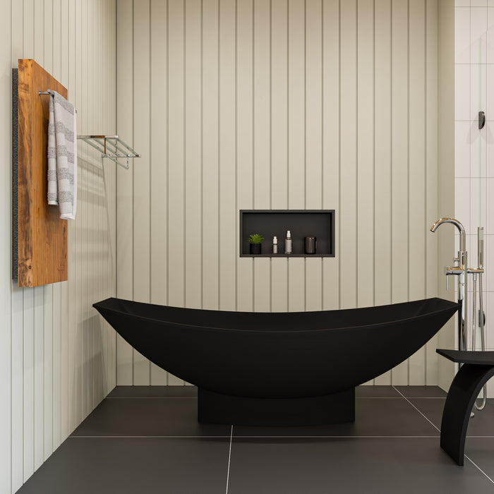 ALFI AB9991BM Black Matte 71" Solid Surface Resin Free Standing Hammock Style Bathtub