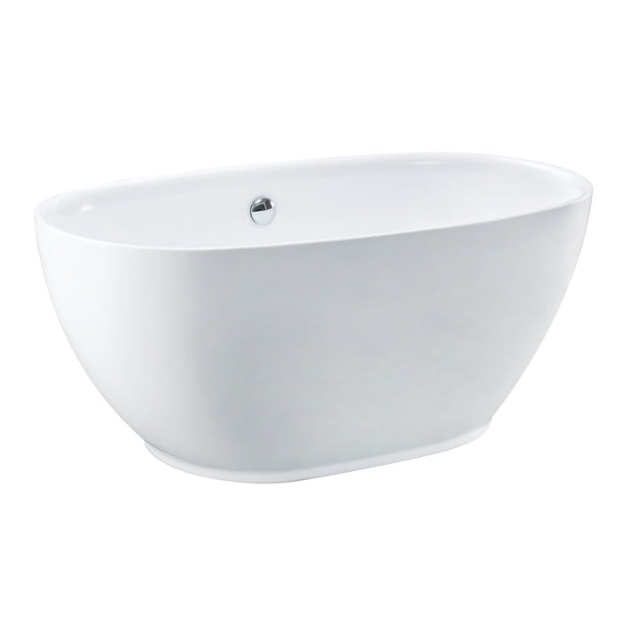 Kingston Brass VTOV553023U 55" Acrylic Oval Double Ended Freestanding Tub with Drain, Glossy White