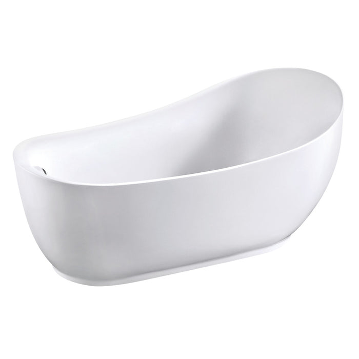 Kingston Brass VTRS723432SA 70" Acrylic Oval Single Slipper Freestanding Tub with Drain, Glossy White