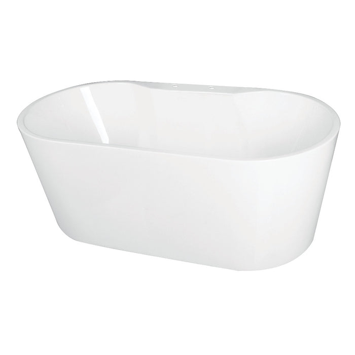 Kingston Brass VT7DE673223 66-5/16" Acrylic Oval Double Ended Freestanding Tub with Drain, Glossy White